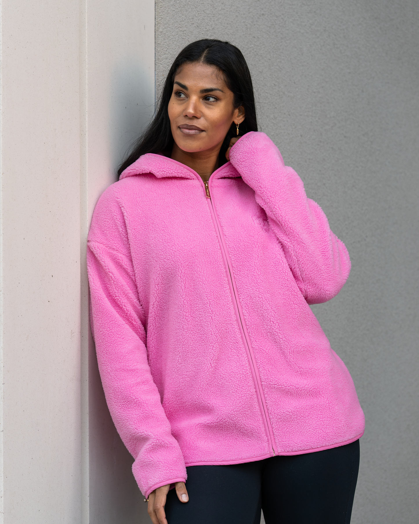 Teddy Sherpa Hoodie - Pink Cosmo