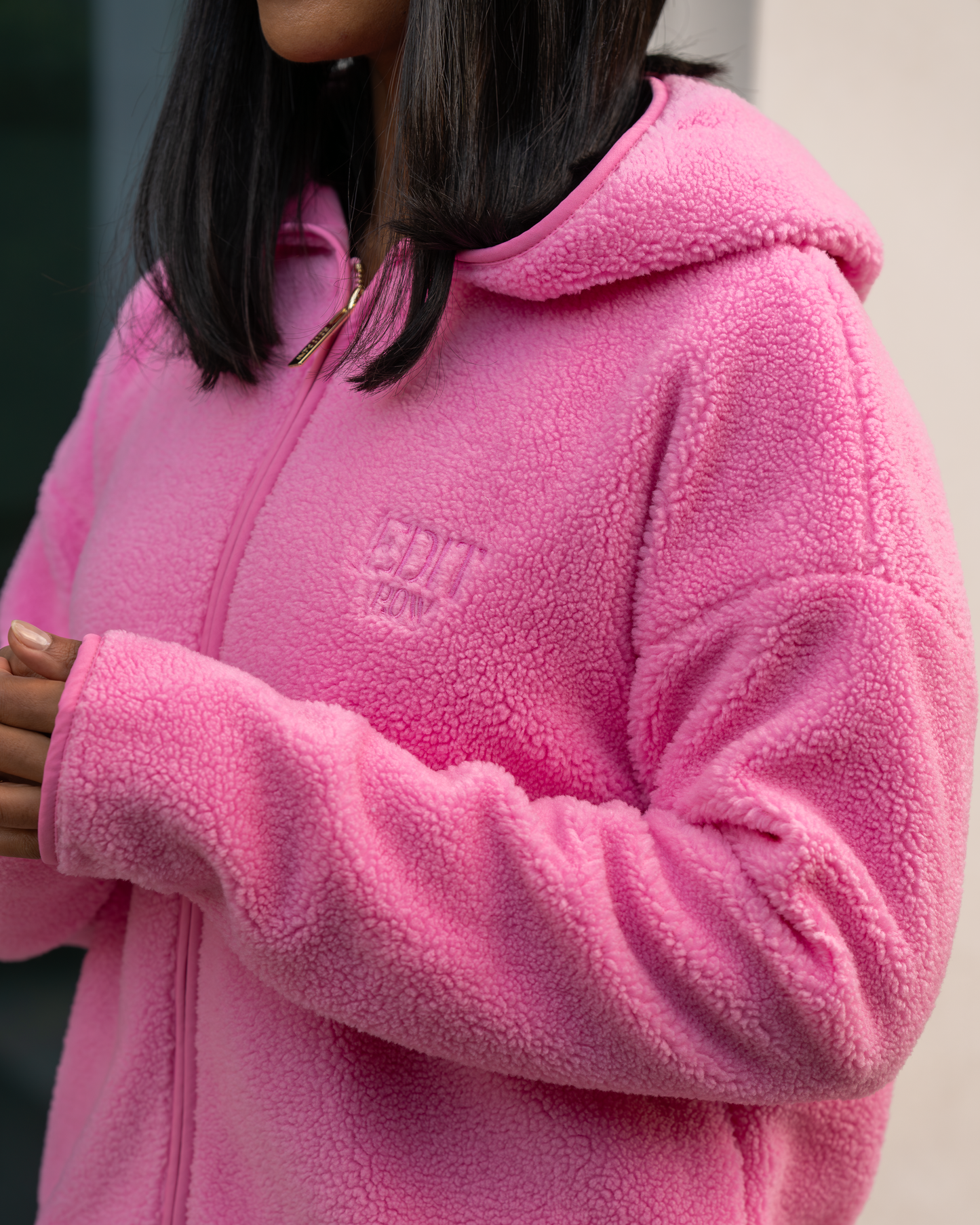 Teddy Sherpa Hoodie - Pink Cosmo