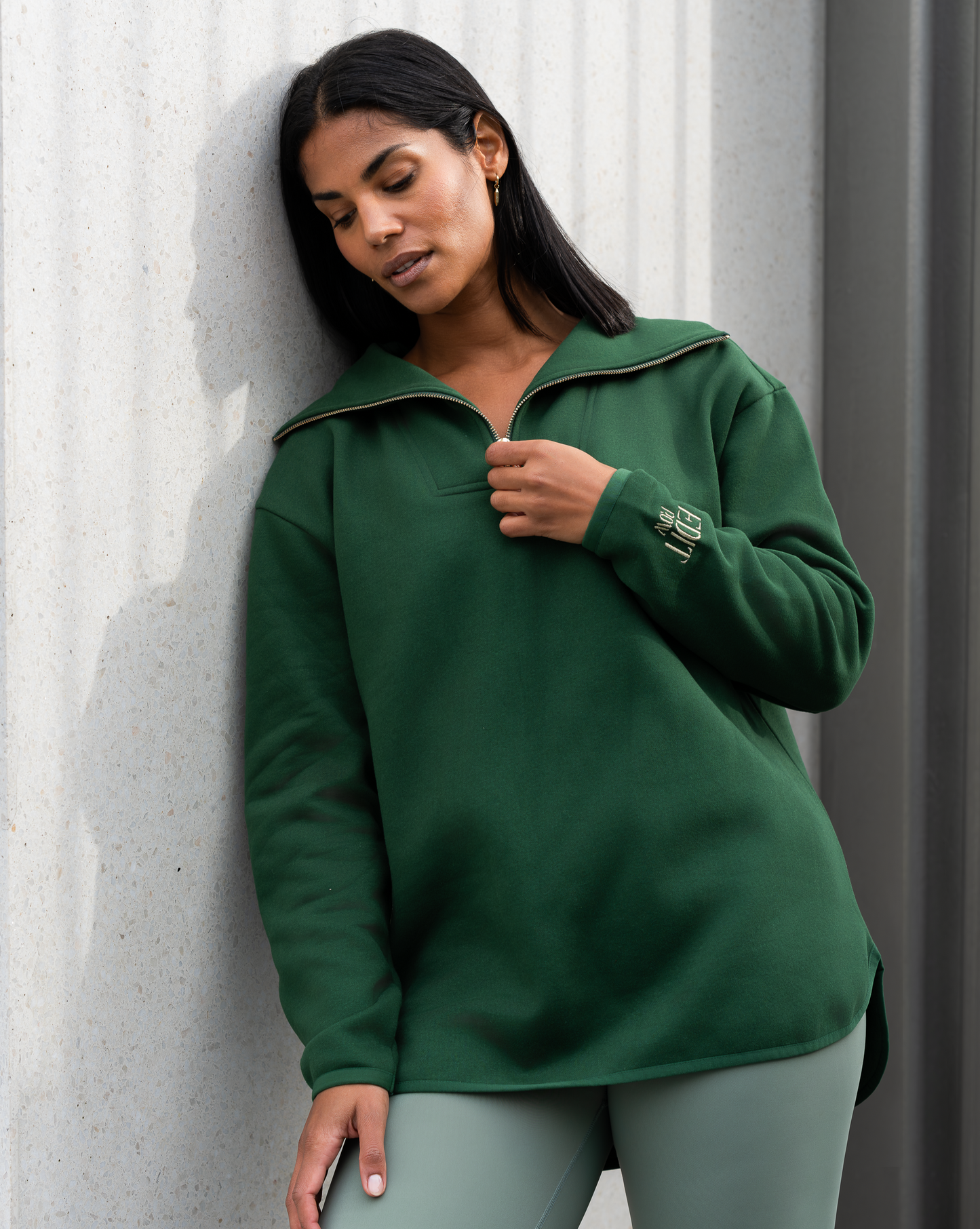 Elle Funnel Neck - Winter Green