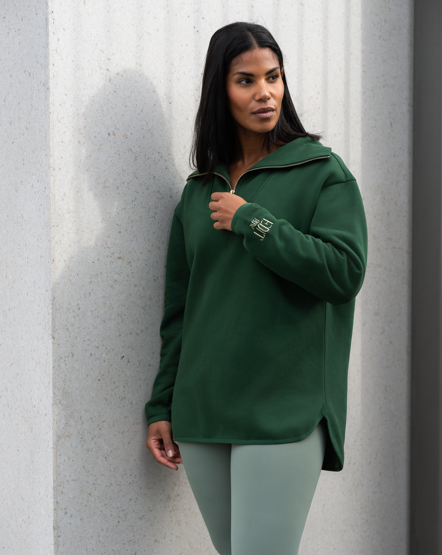 Elle Funnel Neck - Winter Green