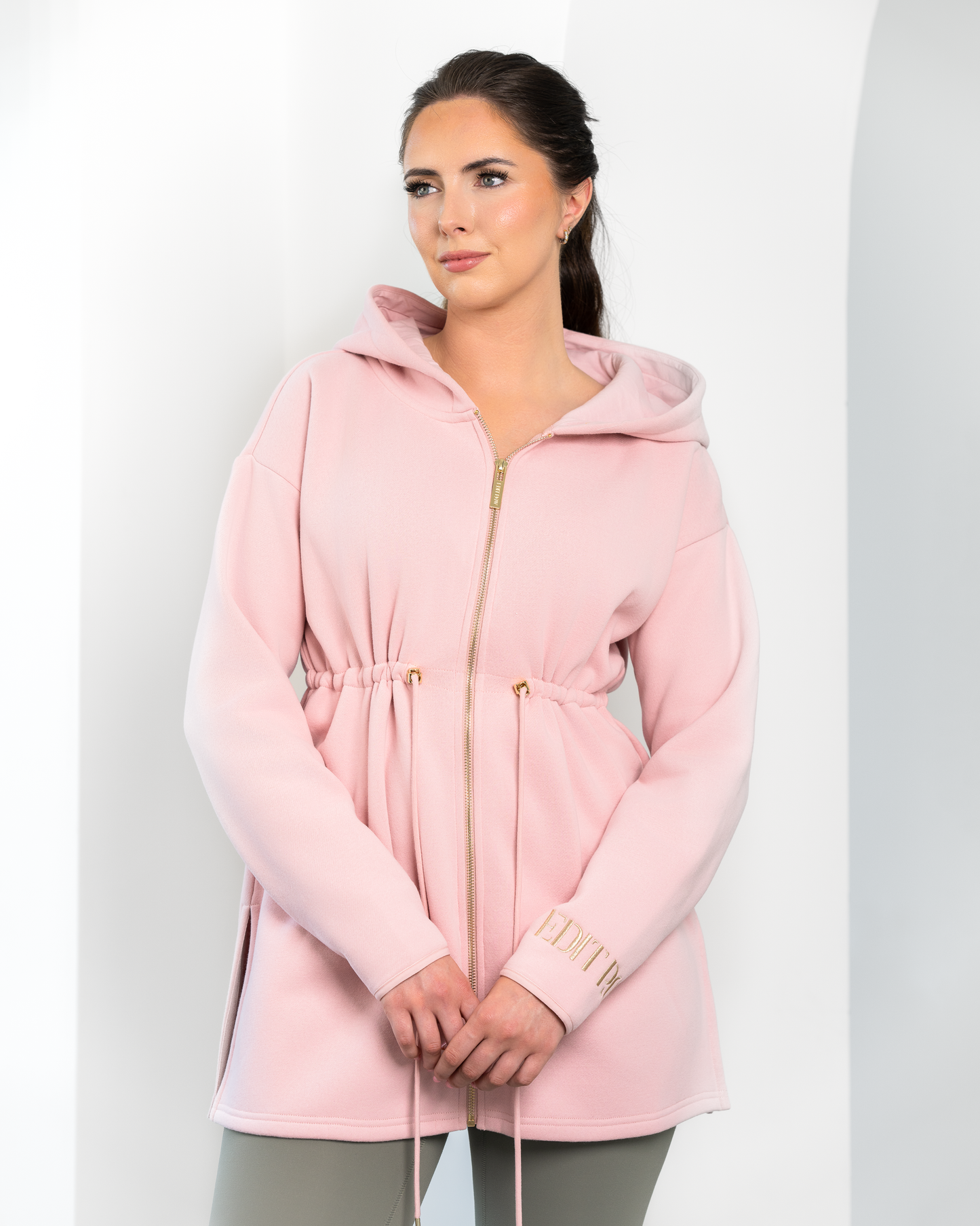 Klum Tailored Fit Full Zip Hoodie - Dusky Pink