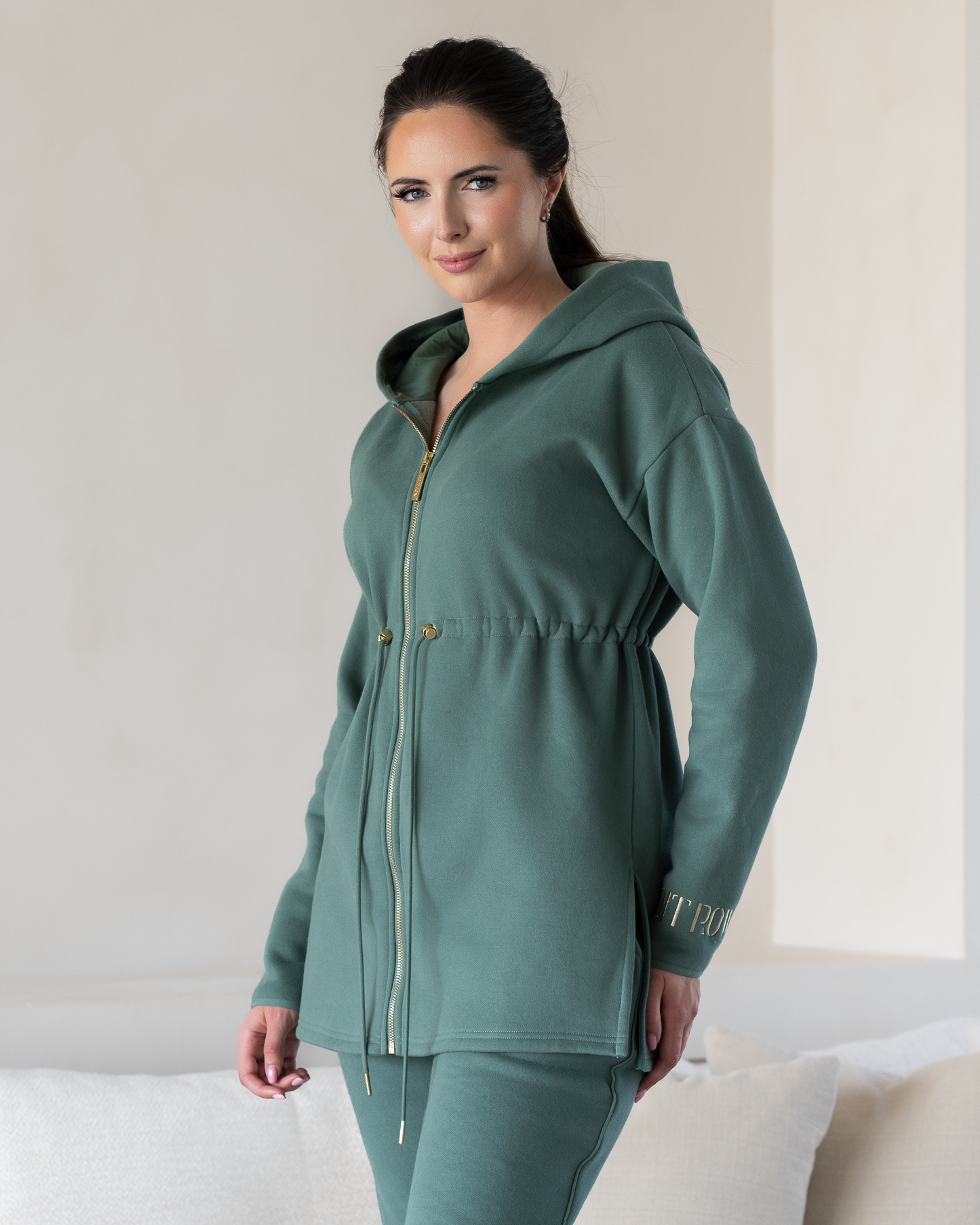 Klum Tailored Fit Full Zip Hoodie - Fern Green