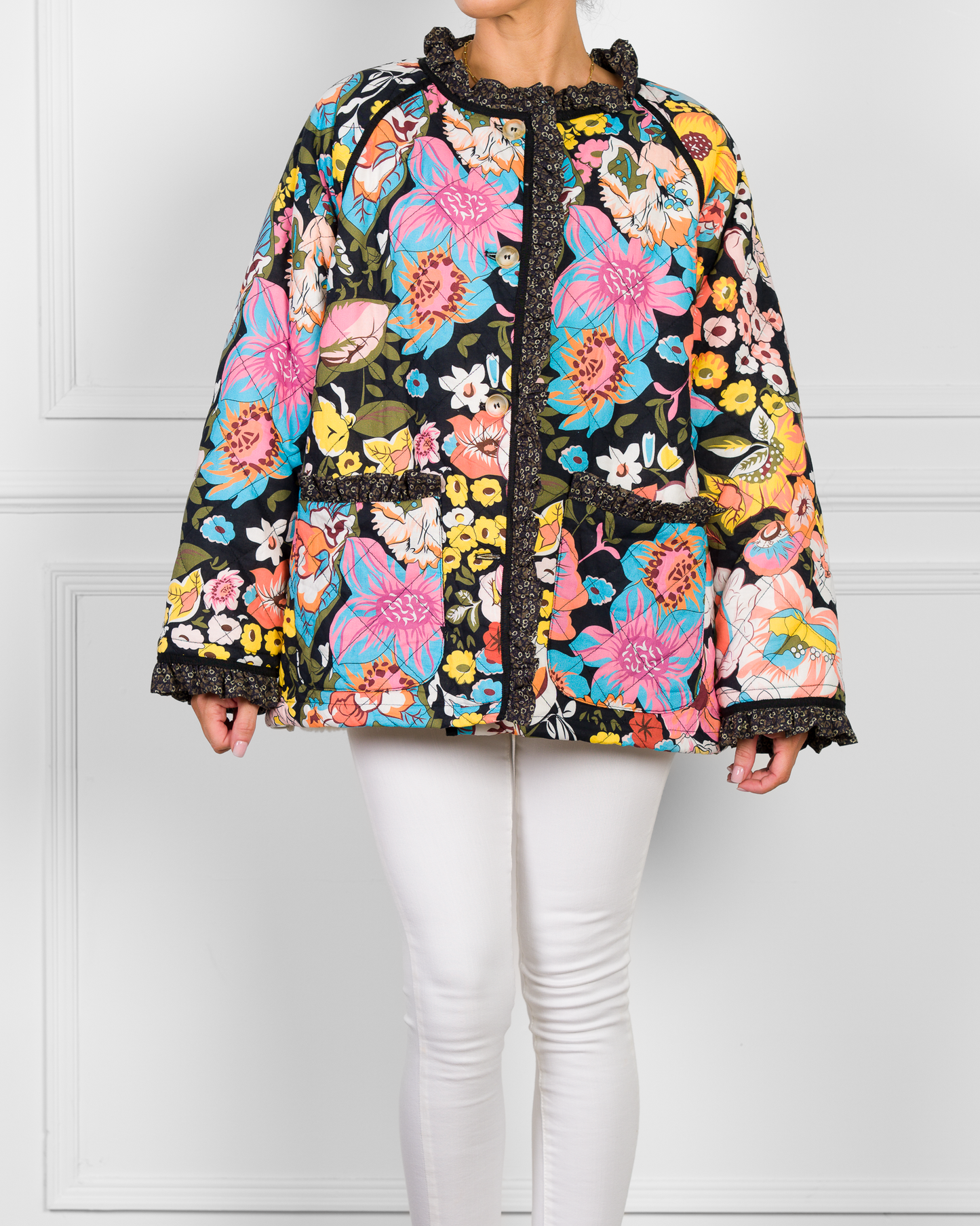 Milan Quilted Fleece Jacket - Floral Reef