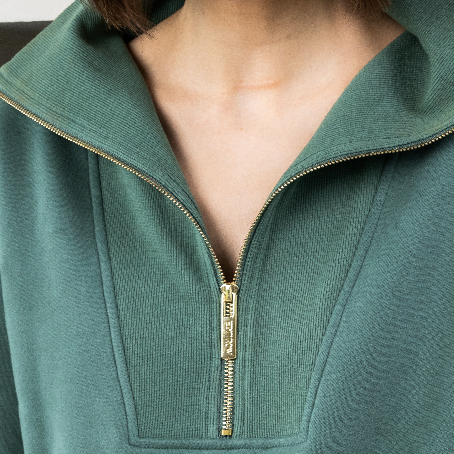 Campbell Funnel Zip Sweater - Fern Green