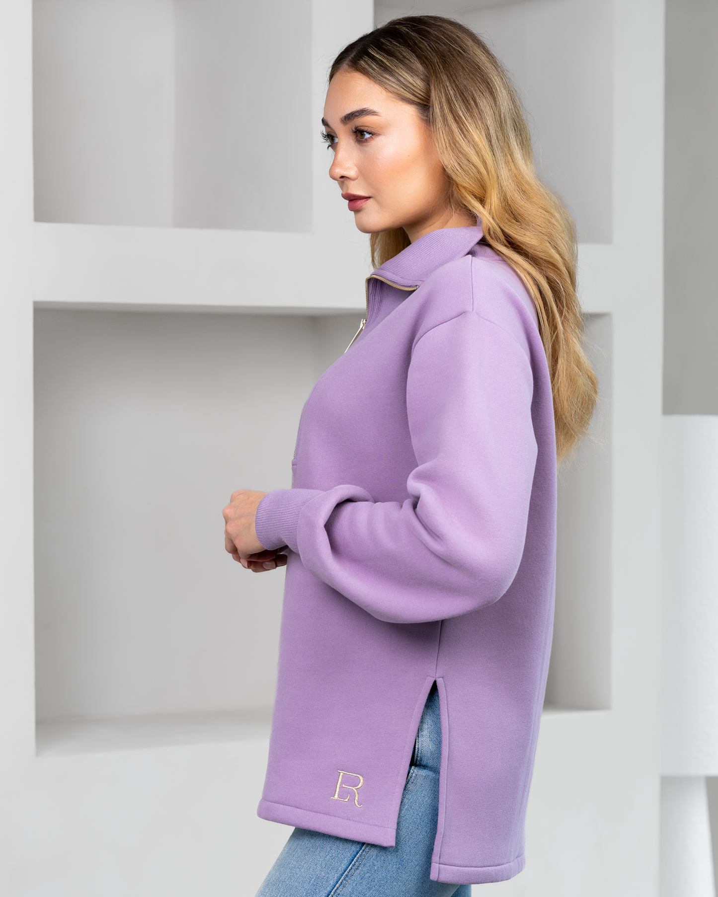 Campbell Funnel Zip Sweater - Mauve
