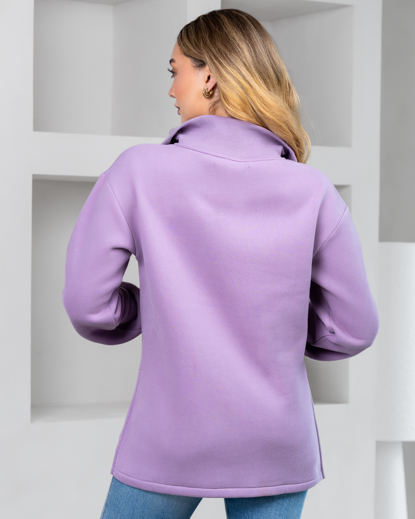 Campbell Funnel Zip Sweater - Mauve