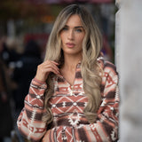 Last chance Elle Printed Fleece - Warm Coco