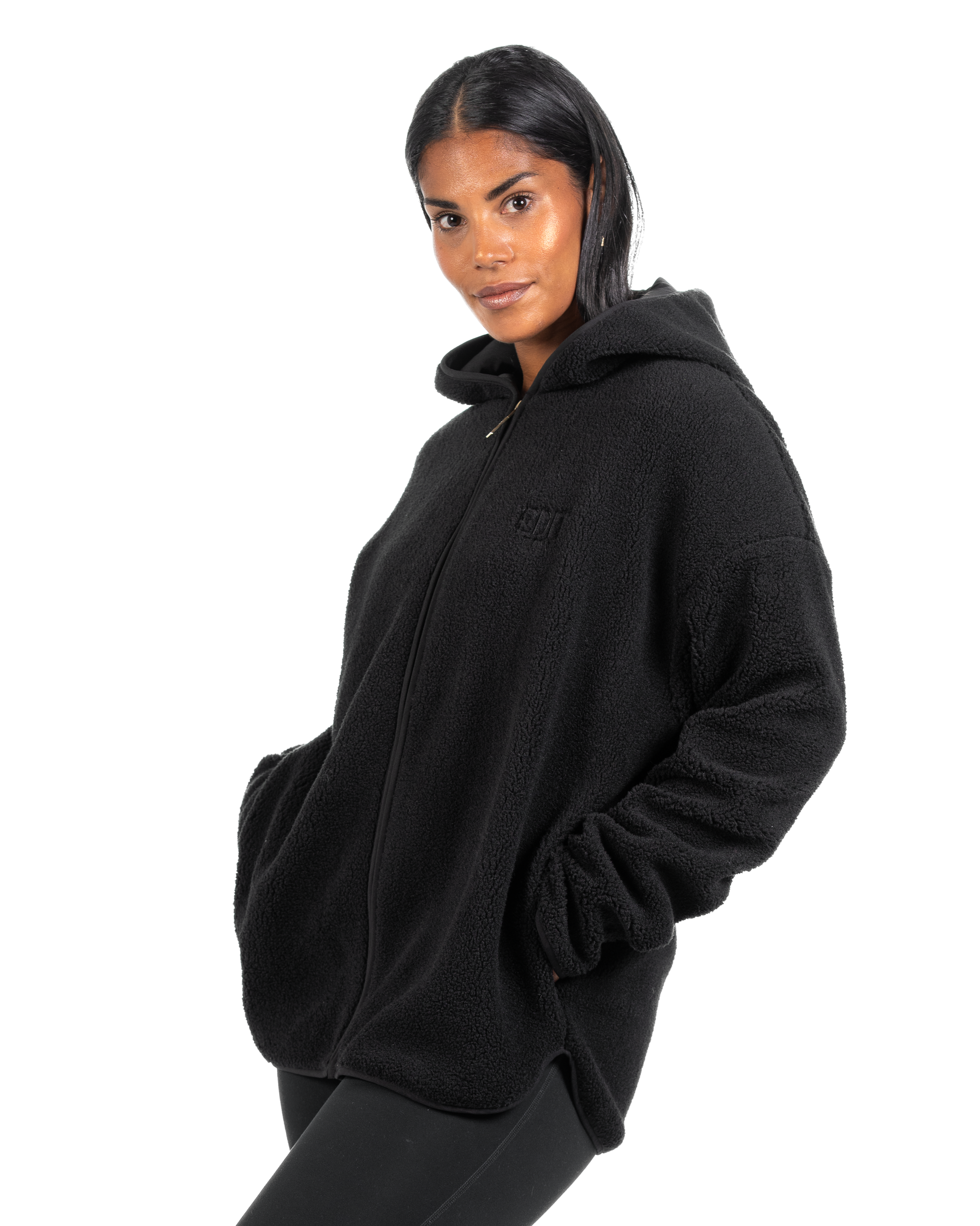 Teddy Sherpa Hoodie Black Edit Row