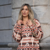 Last chance Elle Printed Fleece - Warm Coco