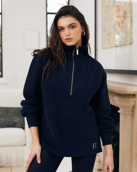 Campbell Funnel Zip Sweater Sailor Navy Edit Row
